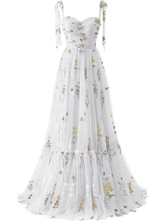 Elegant Spaghetti Straps A-line Floral Floor-length Bridesmaid Dresses