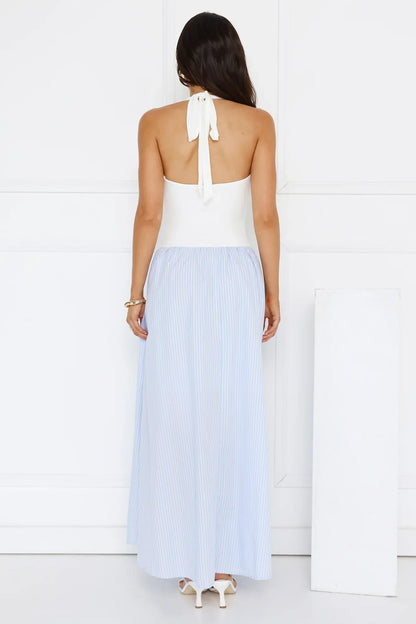 Salt In Her Hair Halter Maxi Dress Blue