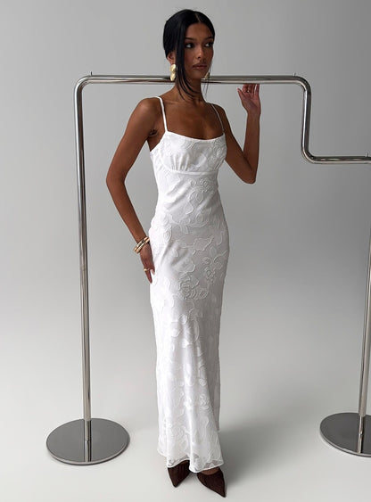 Avienna Maxi Dress White Burnout
