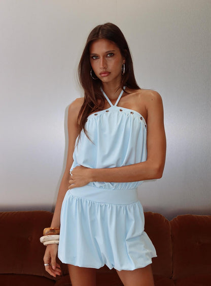 Sunnee Eyelet Detail Romper Icy Blue