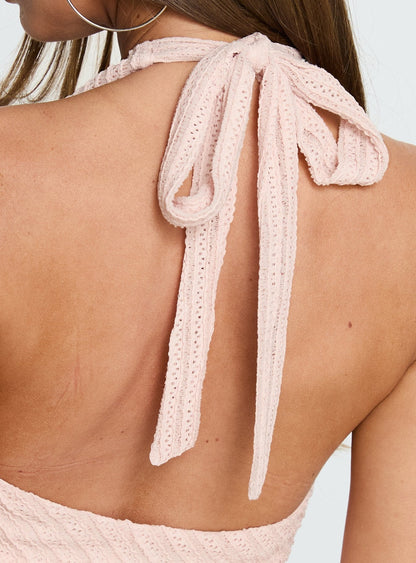Miravelle Halter Frill Mini Dress Light Pink