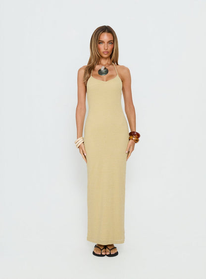 Be The One Beaded Low Back Maxi Dress Sage Green