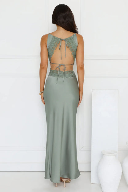 Satin Embrace Maxi Dress Sage