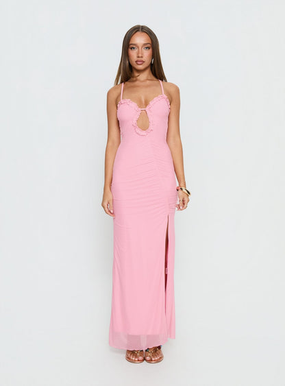 Soulina Ruched Maxi Dress Pink
