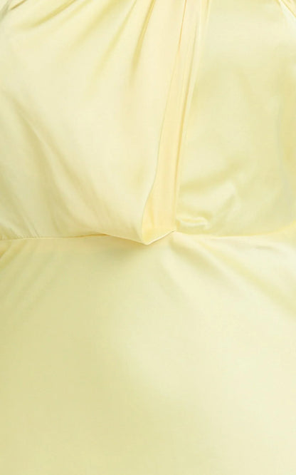 Carmella Midi Dress - One Shoulder Twist Detail Dress in Butter Yellow