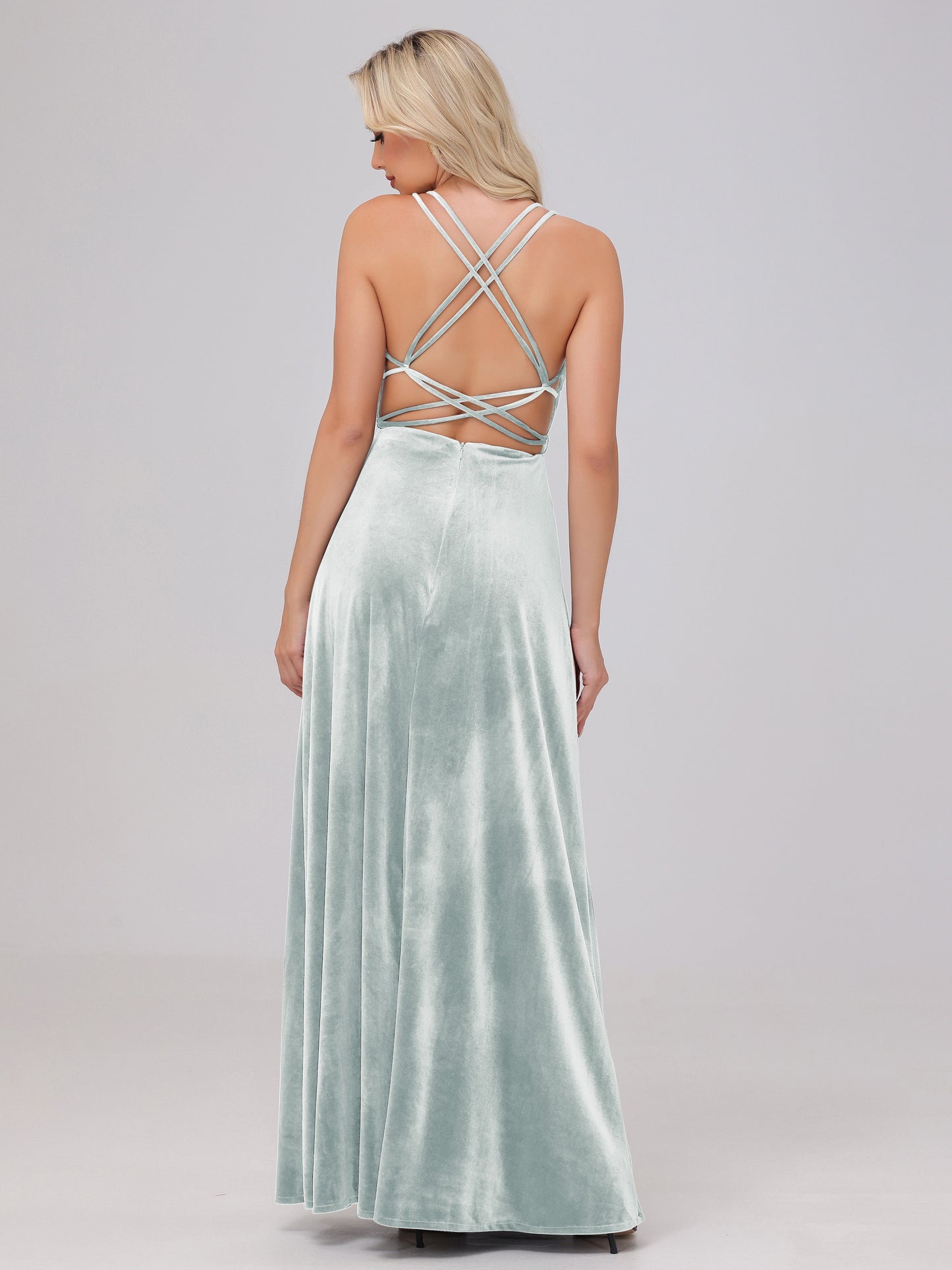 A-Line Spaghetti Straps Velvet Bridesmaid Dresses