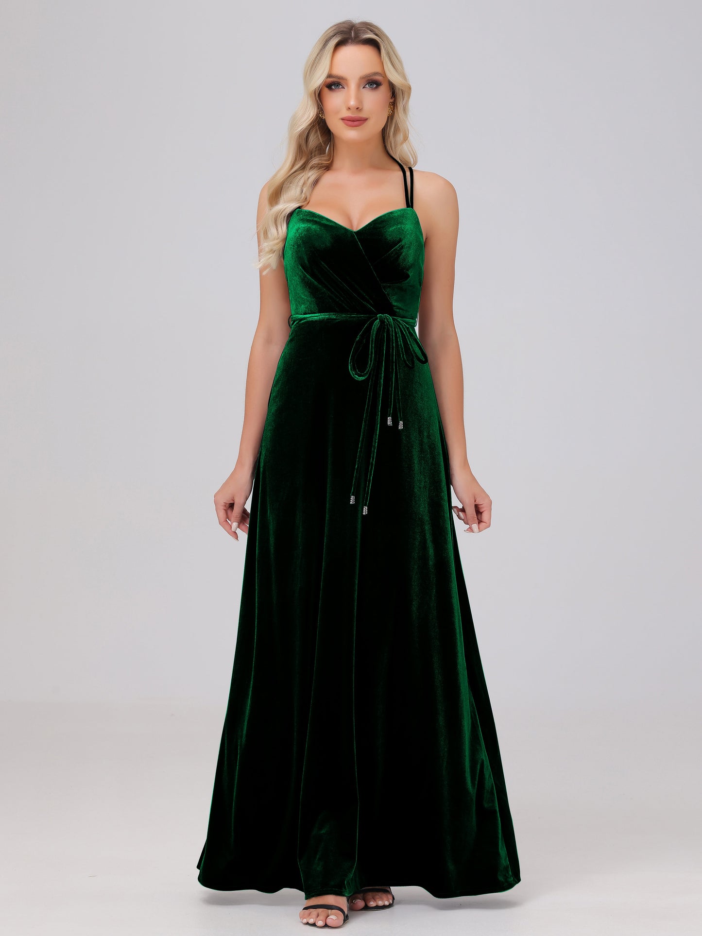 A-Line Spaghetti Straps Velvet Bridesmaid Dresses