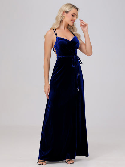 A-Line Spaghetti Straps Velvet Bridesmaid Dresses