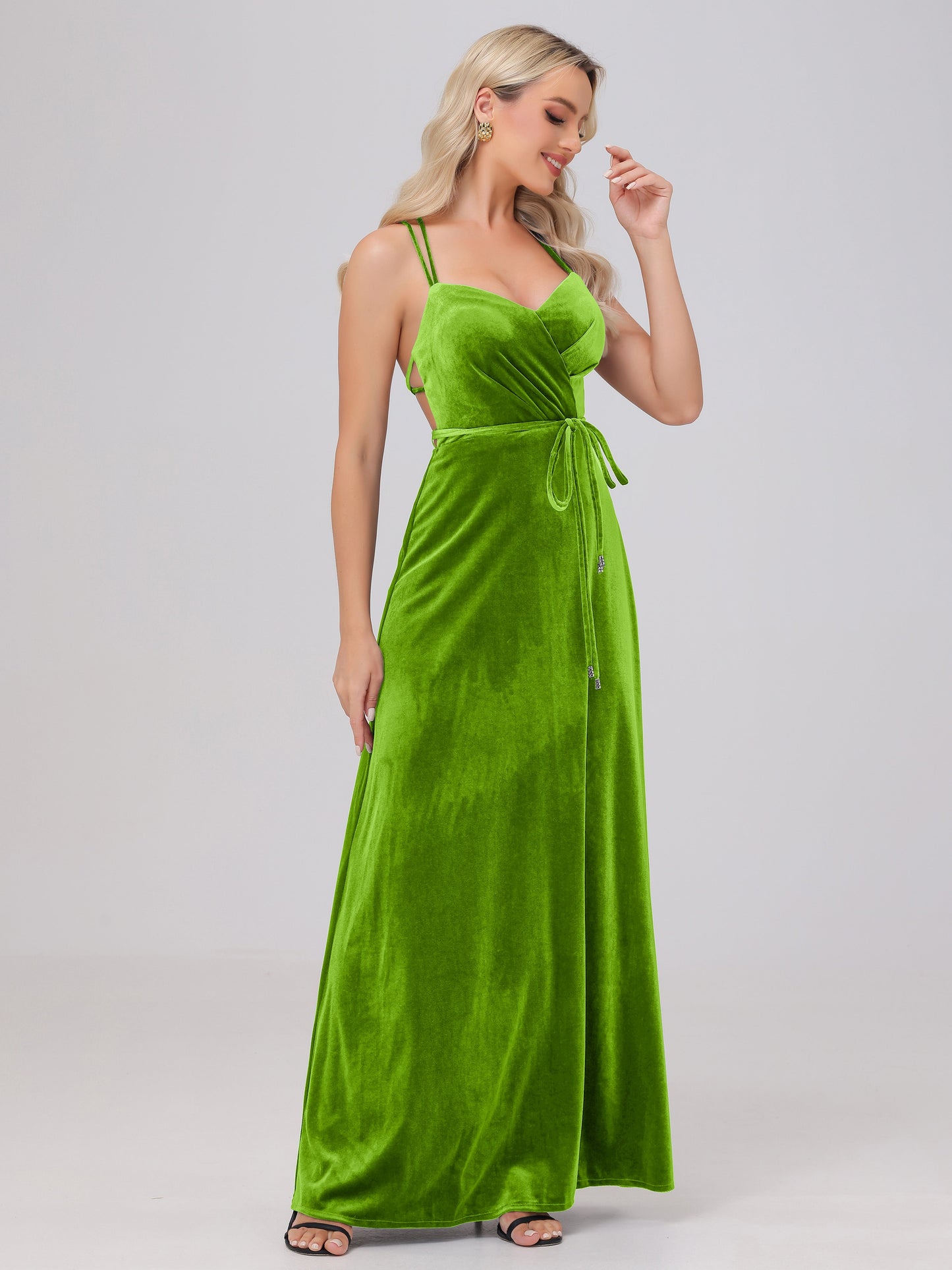 A-Line Spaghetti Straps Velvet Bridesmaid Dresses