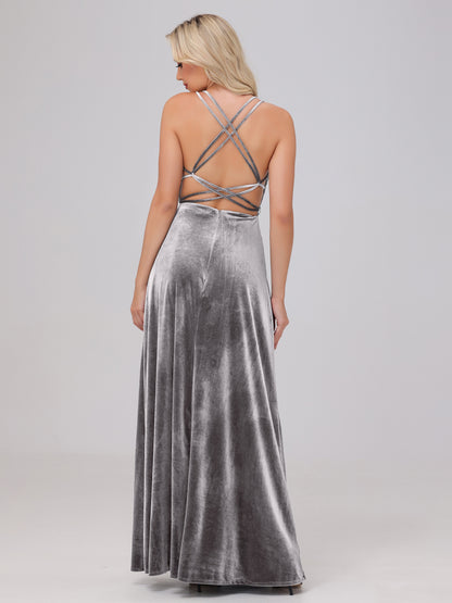 A-Line Spaghetti Straps Velvet Bridesmaid Dresses