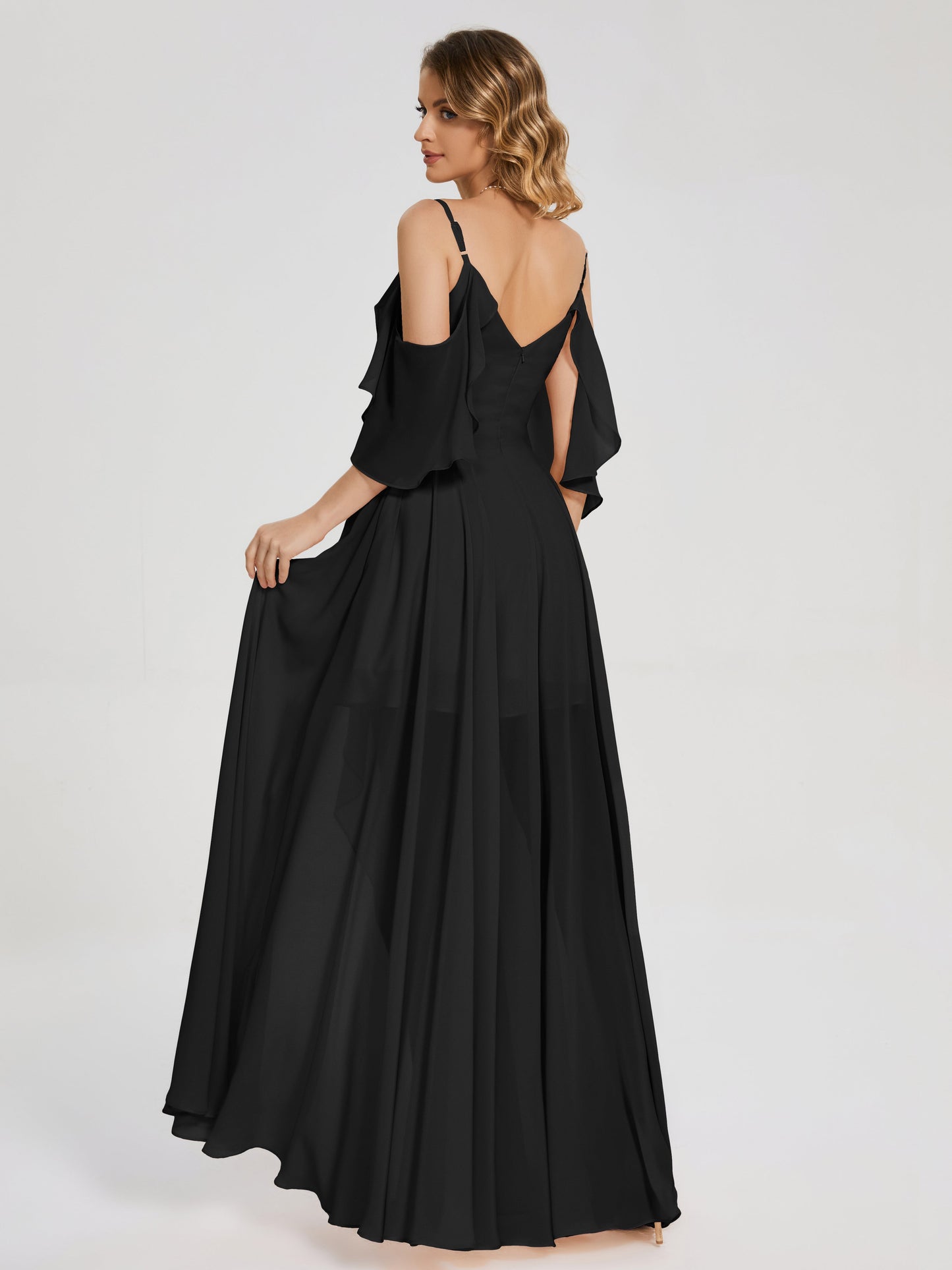 Lilah Asymmetrical Off the Shoulder Chiffon Bridesmaid Dress