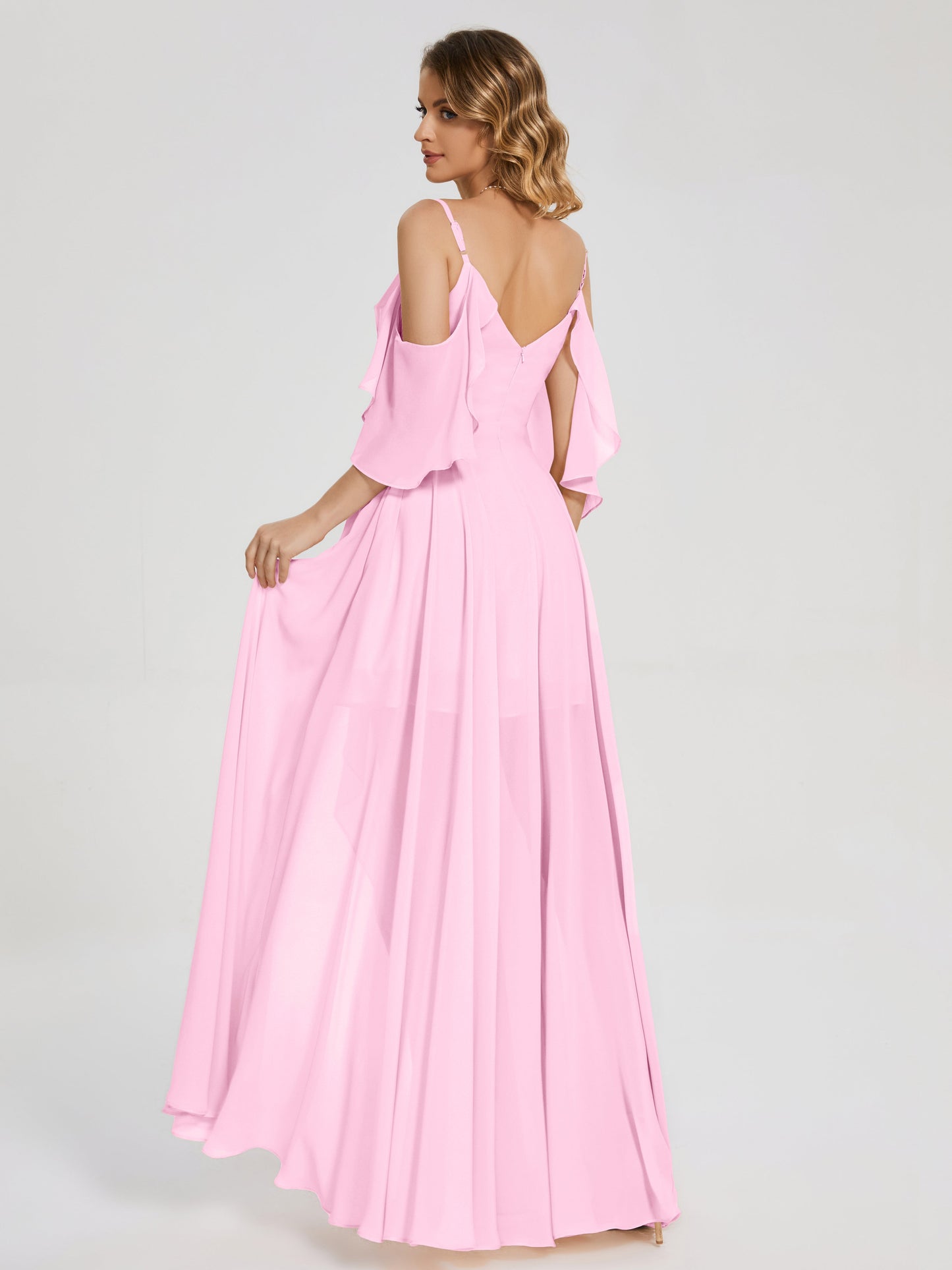 Lilah Asymmetrical Off the Shoulder Chiffon Bridesmaid Dress