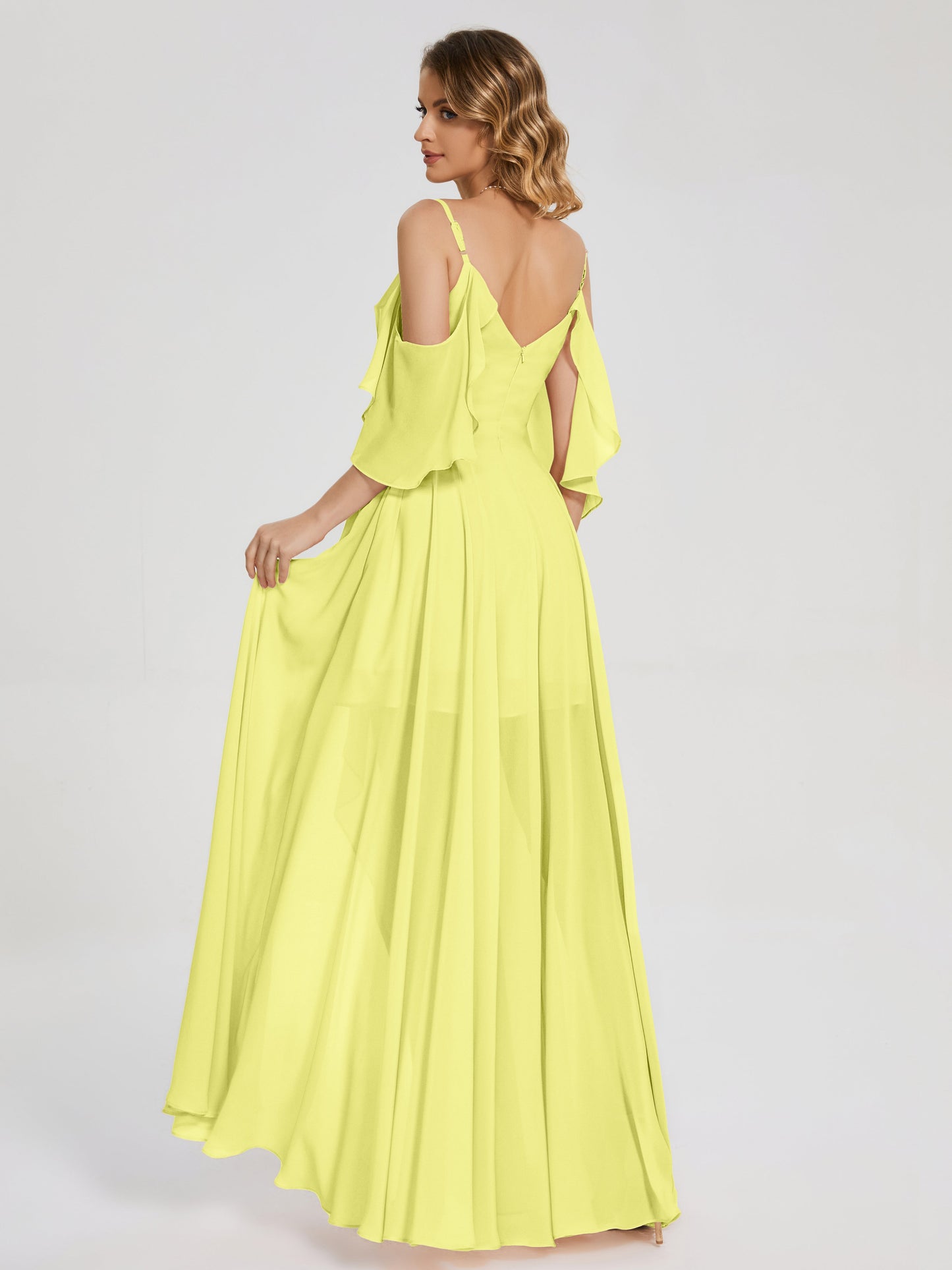 Lilah Asymmetrical Off the Shoulder Chiffon Bridesmaid Dress