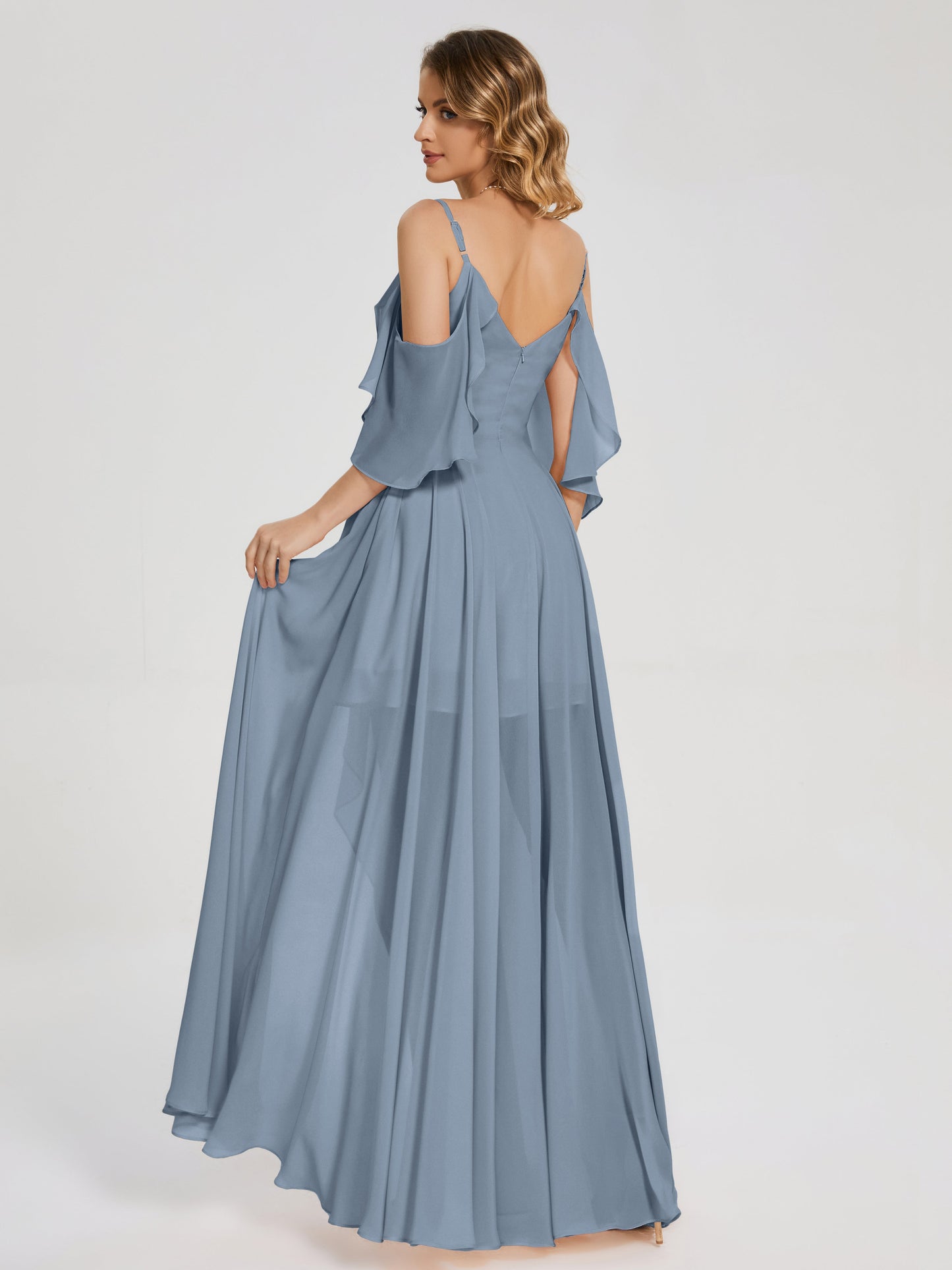 Lilah Asymmetrical Off the Shoulder Chiffon Bridesmaid Dress