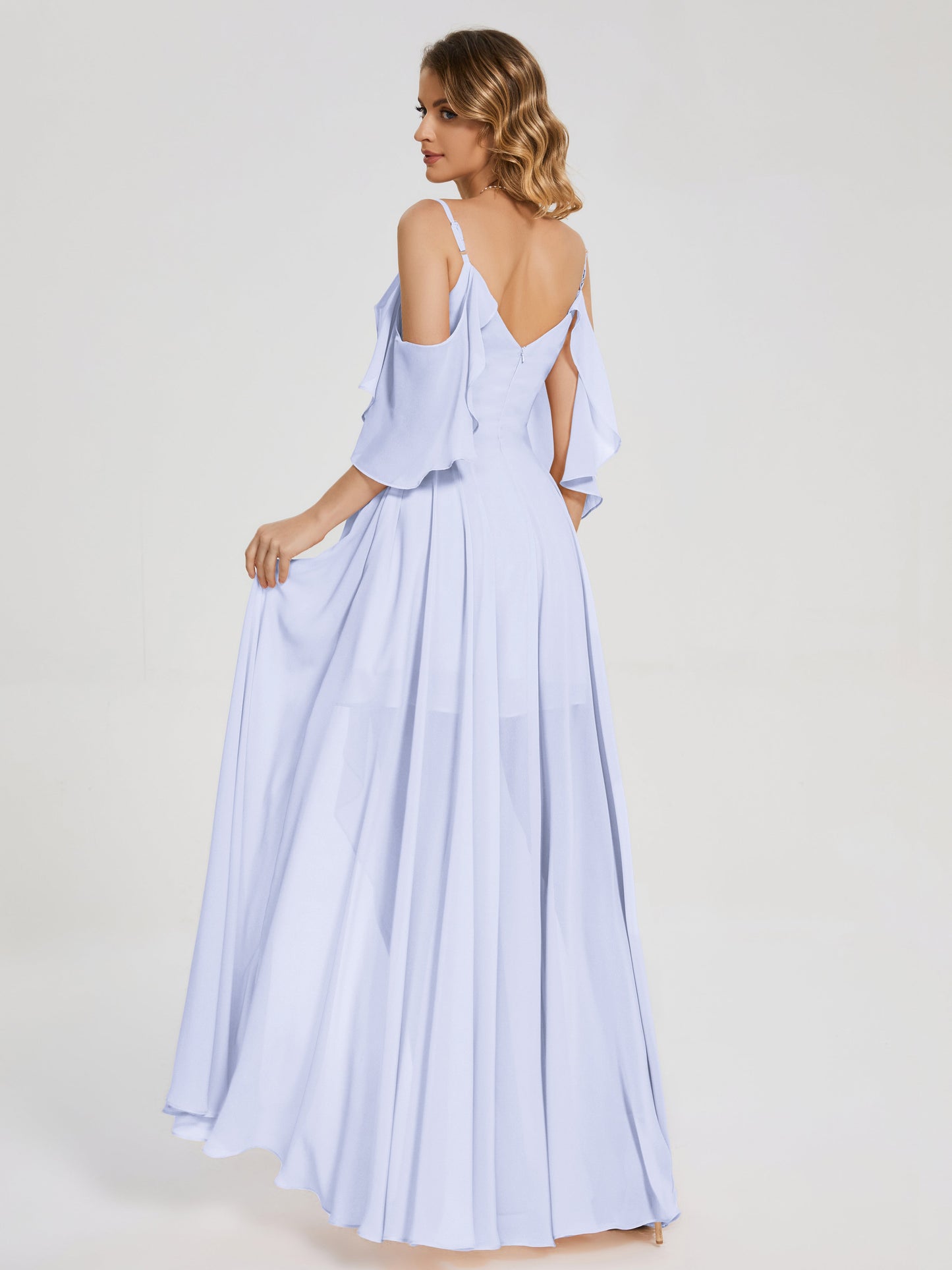 Lilah Asymmetrical Off the Shoulder Chiffon Bridesmaid Dress