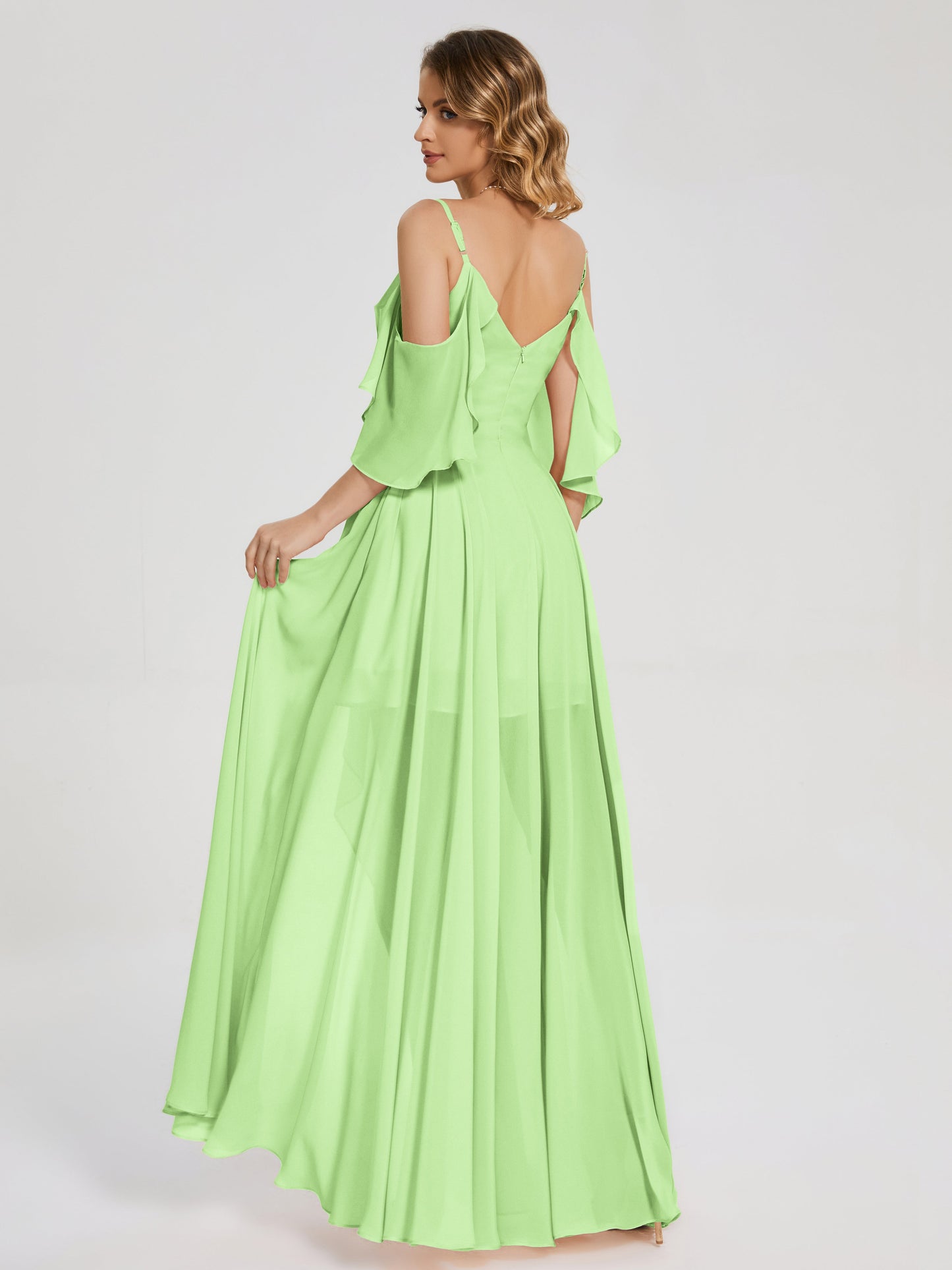 Lilah Asymmetrical Off the Shoulder Chiffon Bridesmaid Dress