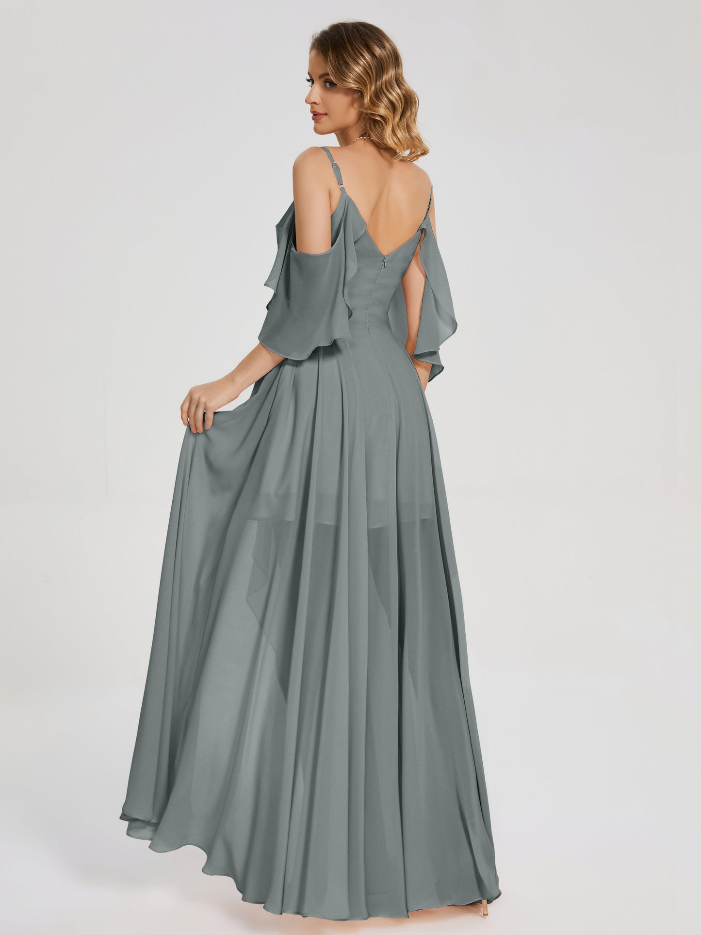 Lilah Asymmetrical Off the Shoulder Chiffon Bridesmaid Dress