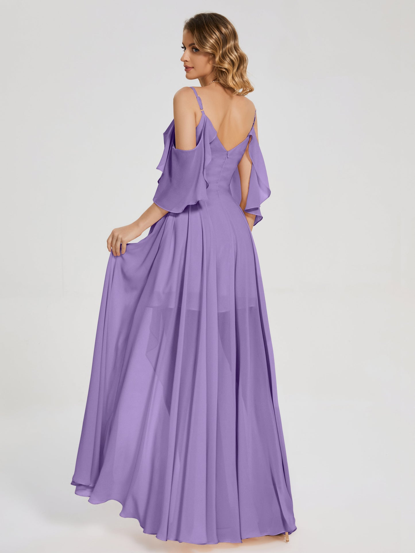 Lilah Asymmetrical Off the Shoulder Chiffon Bridesmaid Dress
