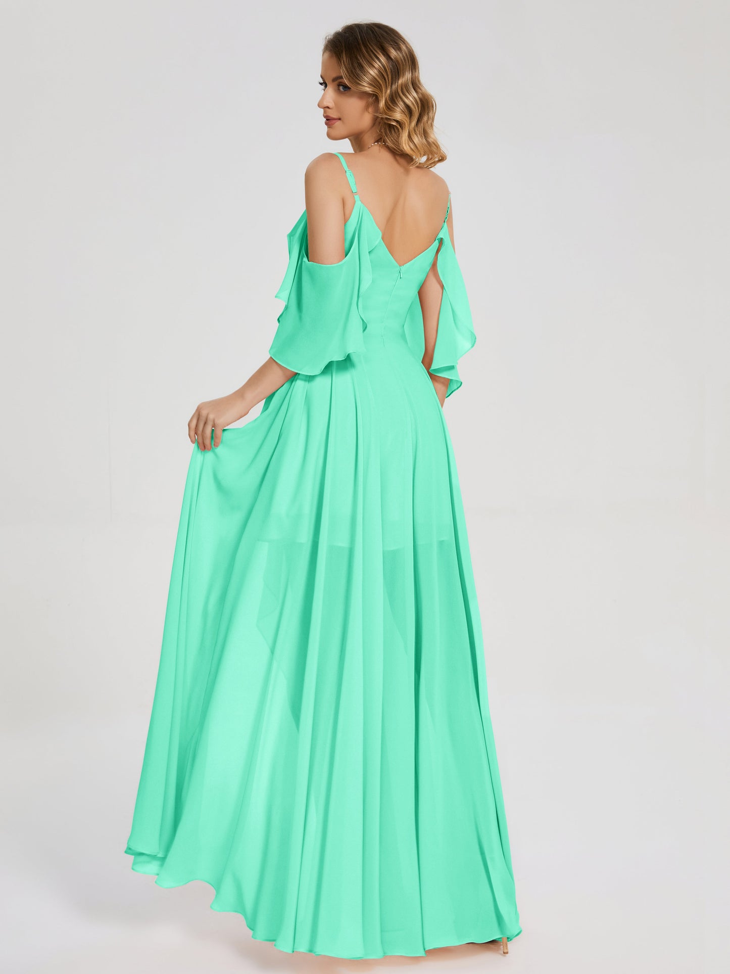 Lilah Asymmetrical Off the Shoulder Chiffon Bridesmaid Dress