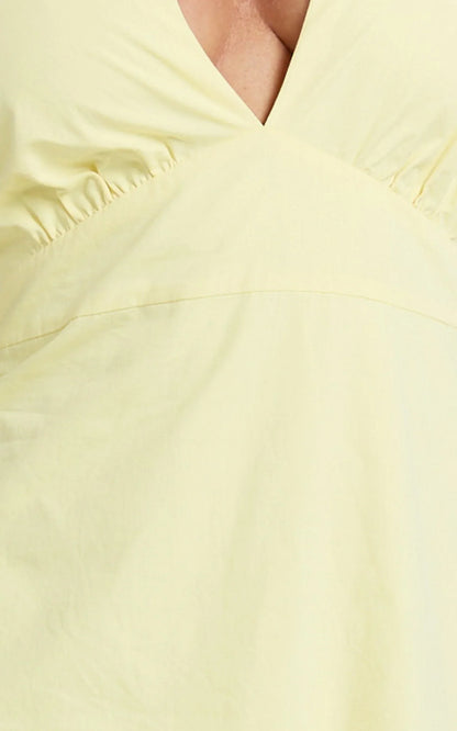 Connor Maxi Dress - Halter Neck Tie Back Dress in Lemon