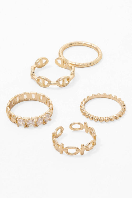 Lennox Five-Piece Assorted Gold Ring Set