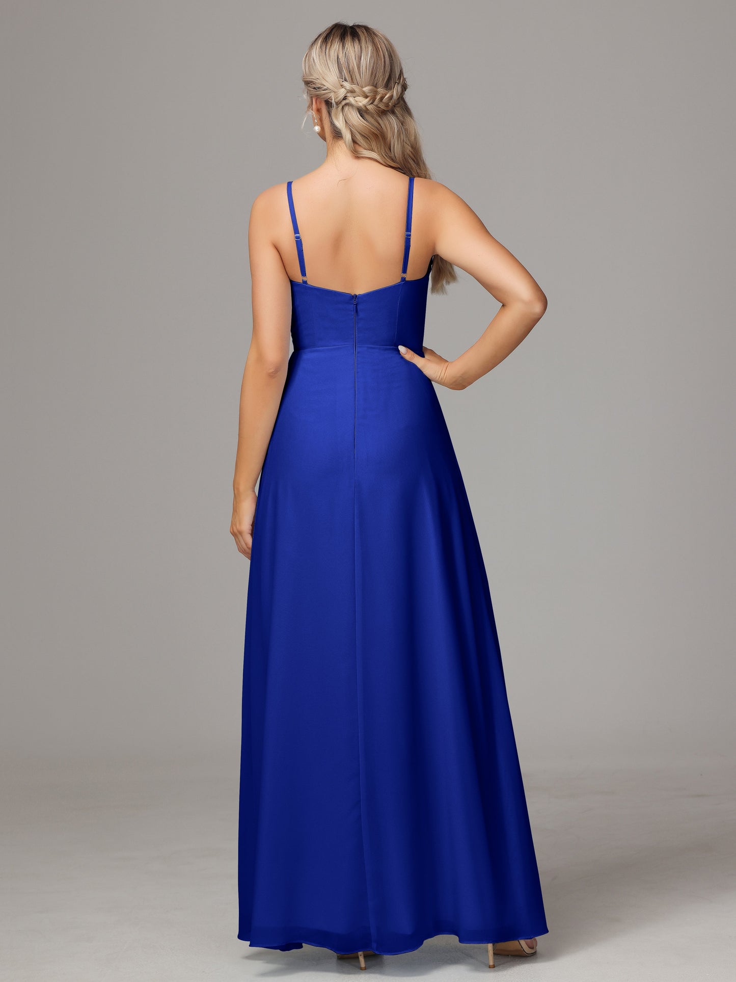 Spaghetti Straps Sweetheart Chiffon Bridesmaid Dress With Slit
