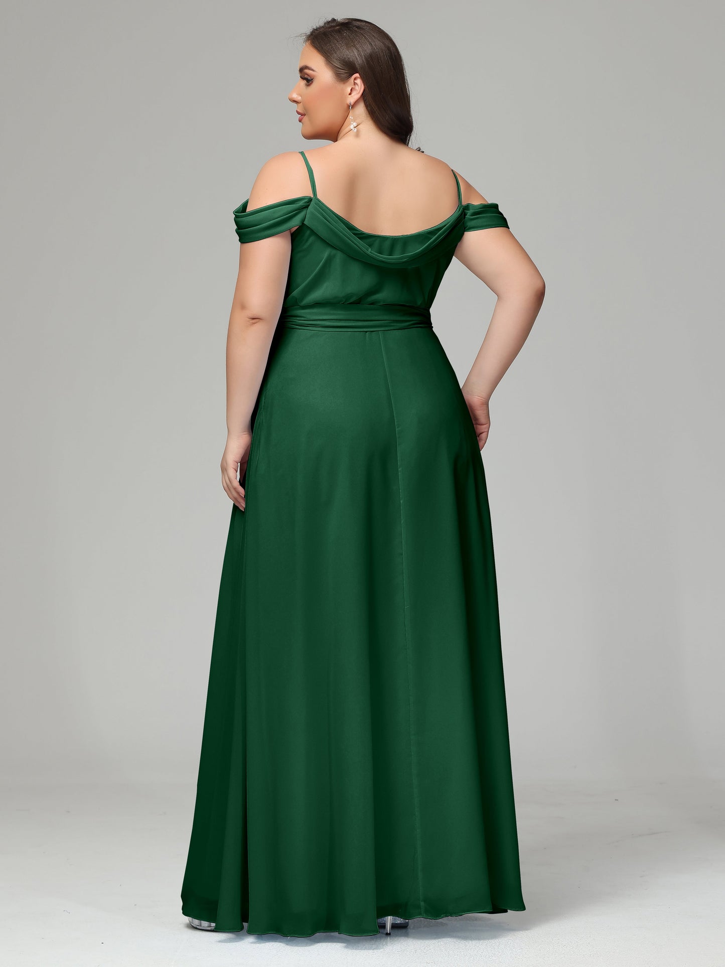 Off The Shoulder Plus Size Chiffon Long Bridesmaid Dresses