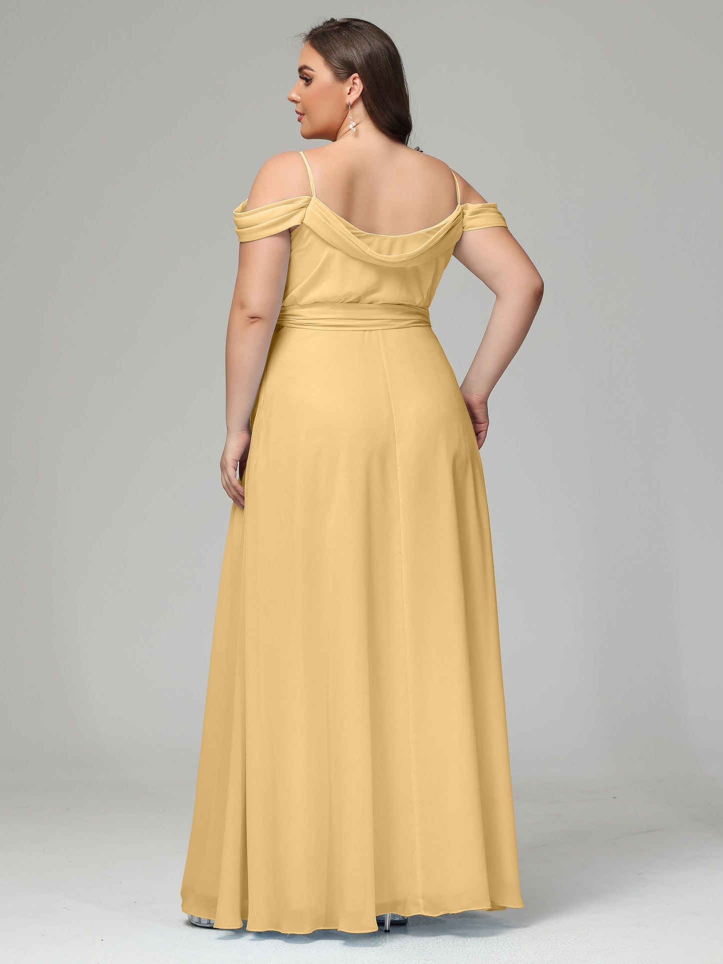 Off The Shoulder Plus Size Chiffon Long Bridesmaid Dresses