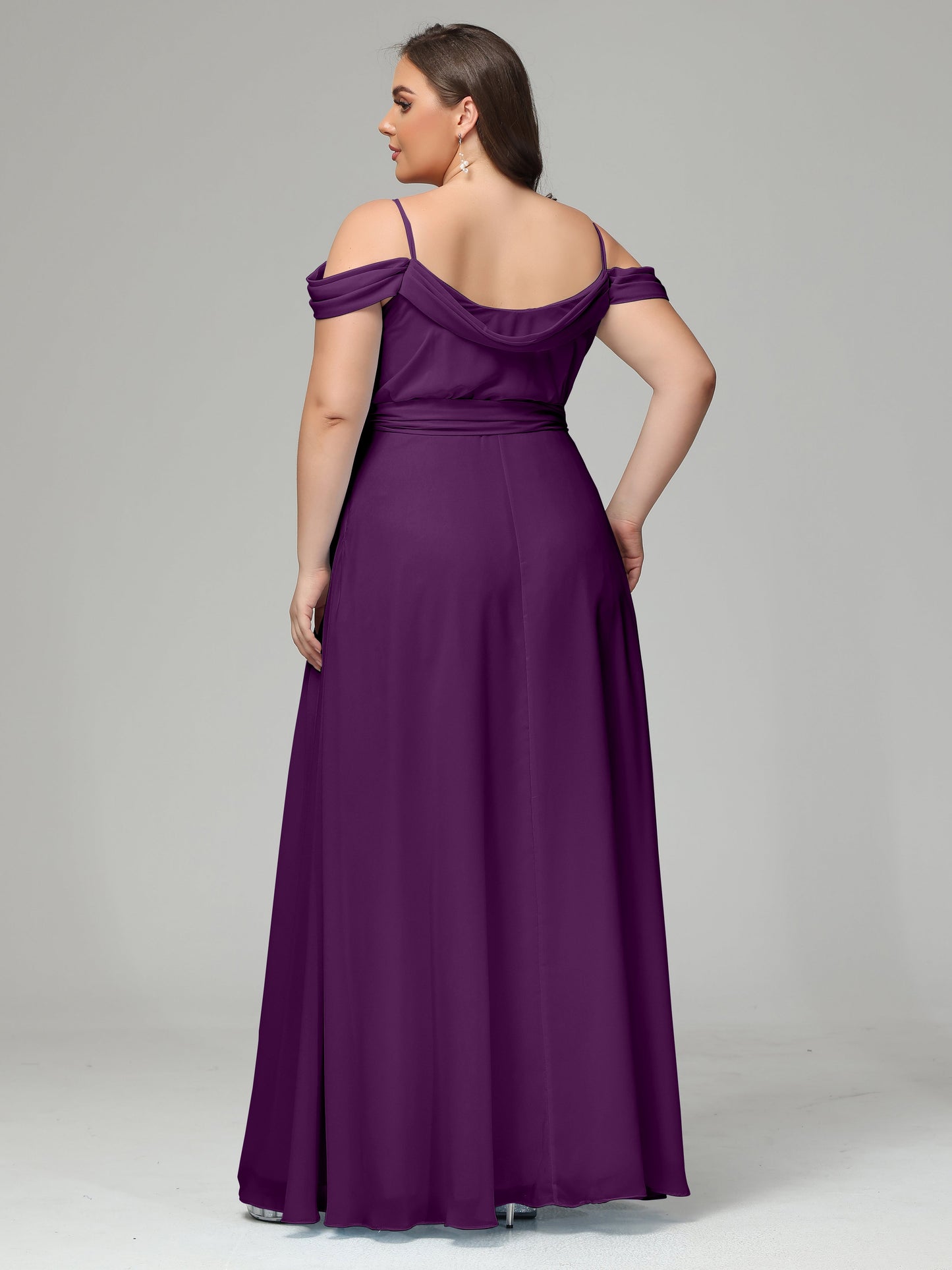 Off The Shoulder Plus Size Chiffon Long Bridesmaid Dresses