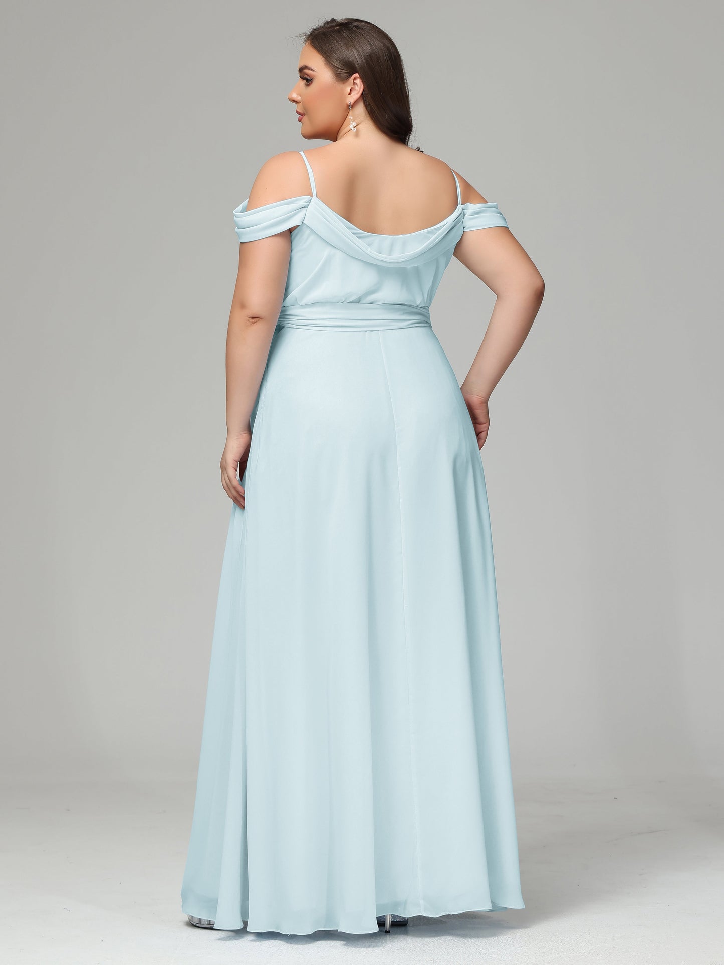 Off The Shoulder Plus Size Chiffon Long Bridesmaid Dresses