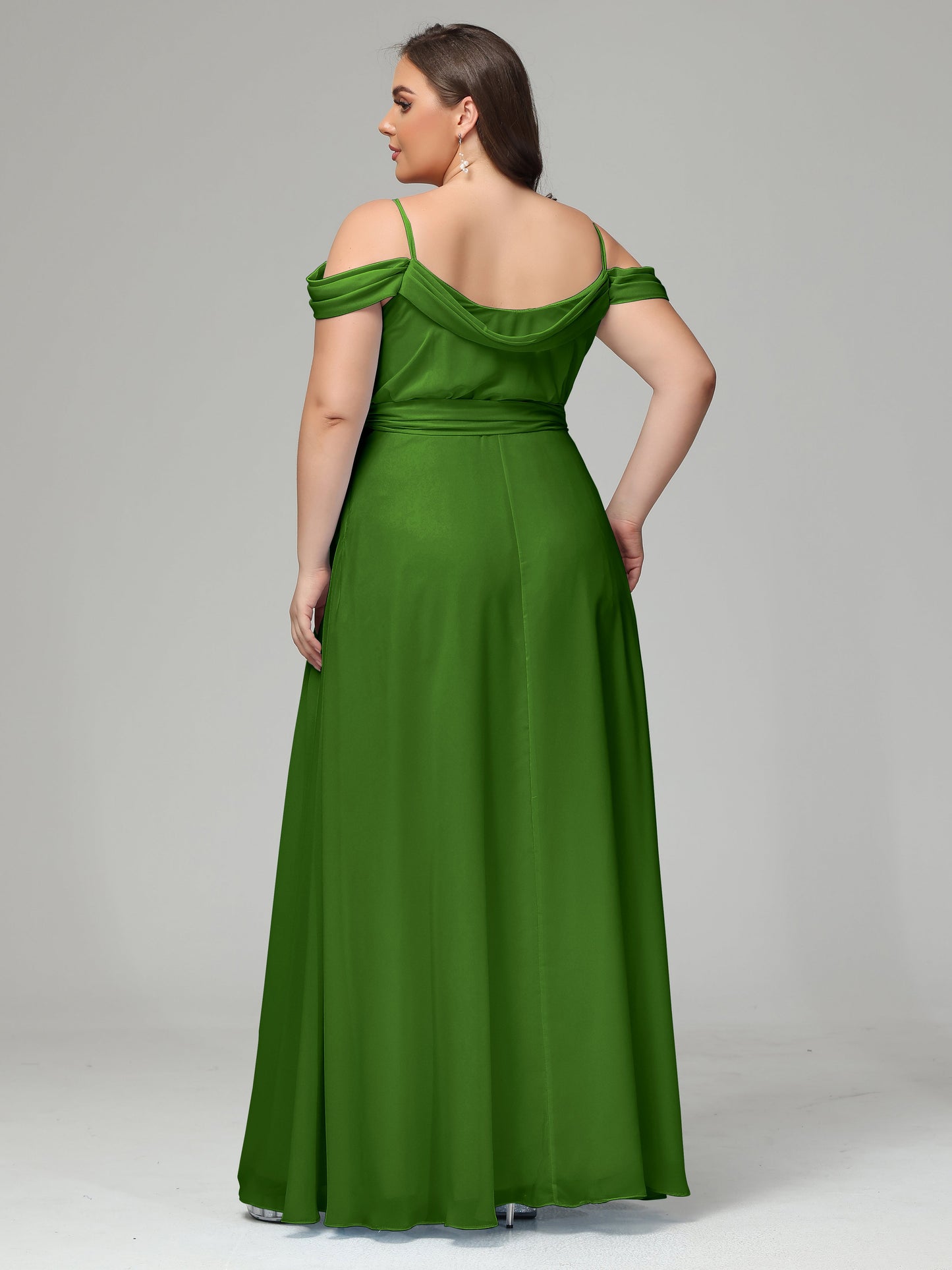 Off The Shoulder Plus Size Chiffon Long Bridesmaid Dresses