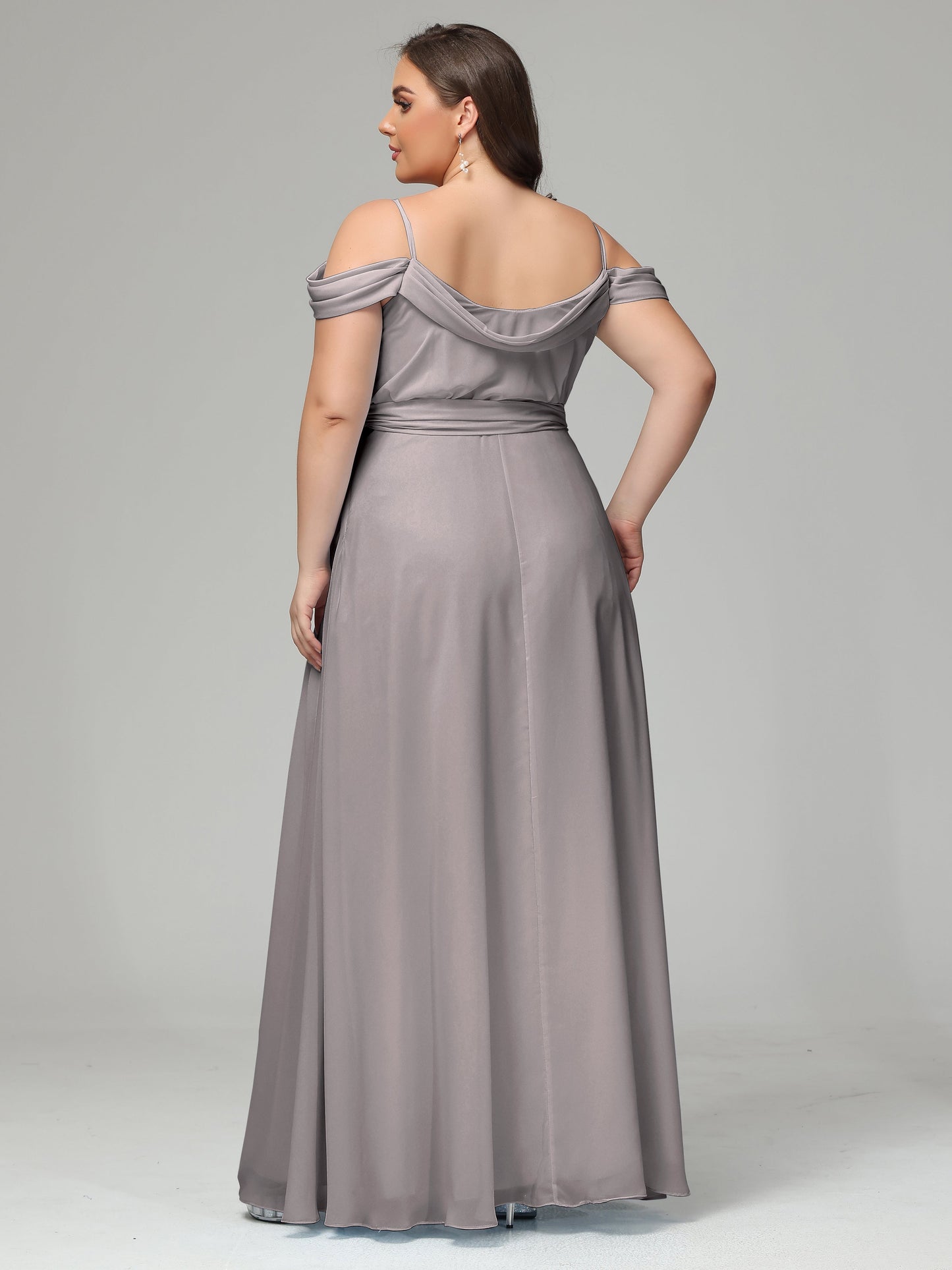 Off The Shoulder Plus Size Chiffon Long Bridesmaid Dresses