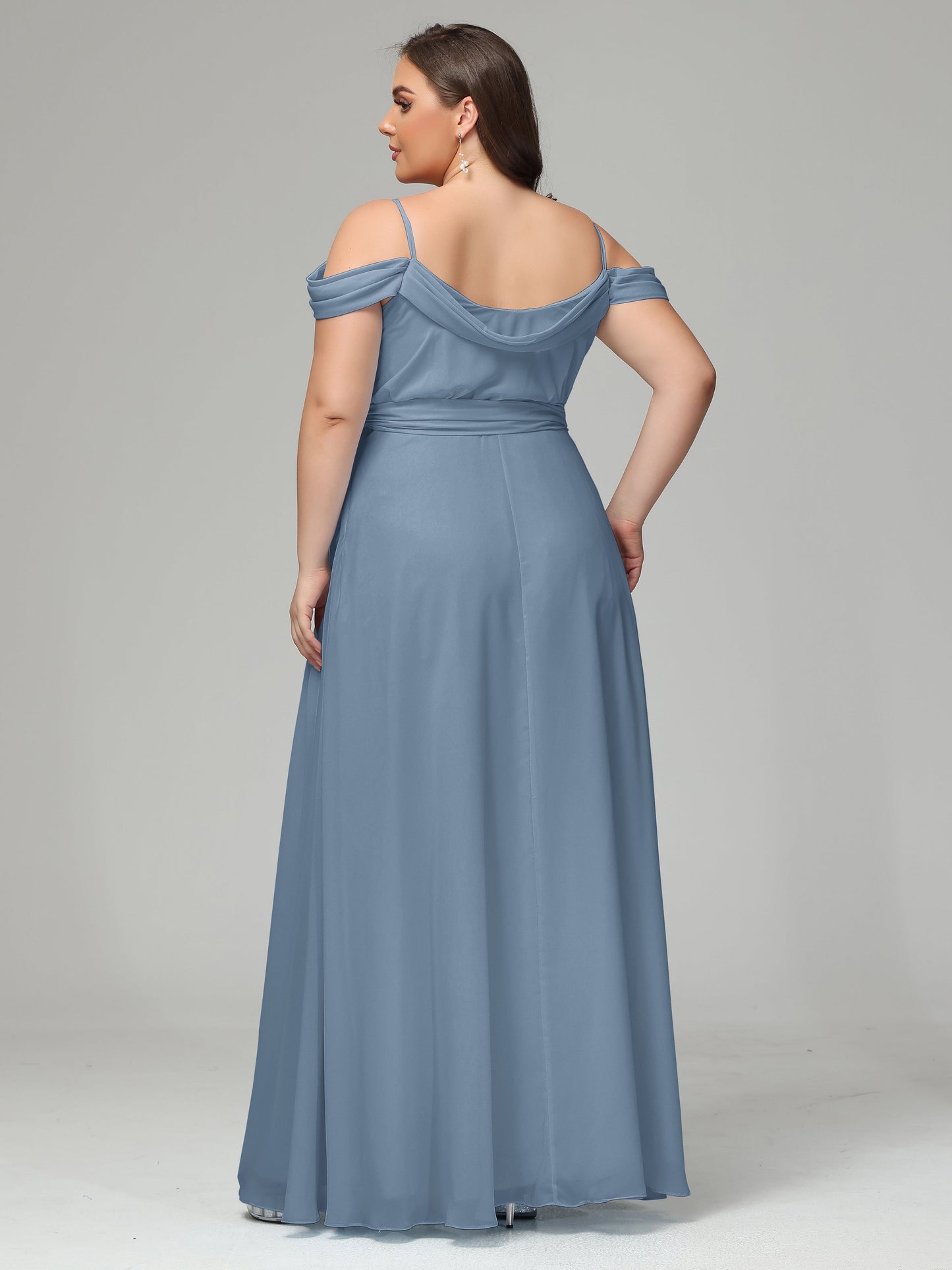 Off The Shoulder Plus Size Chiffon Long Bridesmaid Dresses
