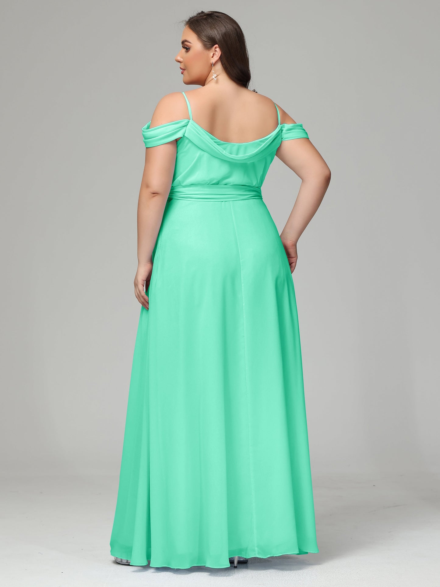 Off The Shoulder Plus Size Chiffon Long Bridesmaid Dresses
