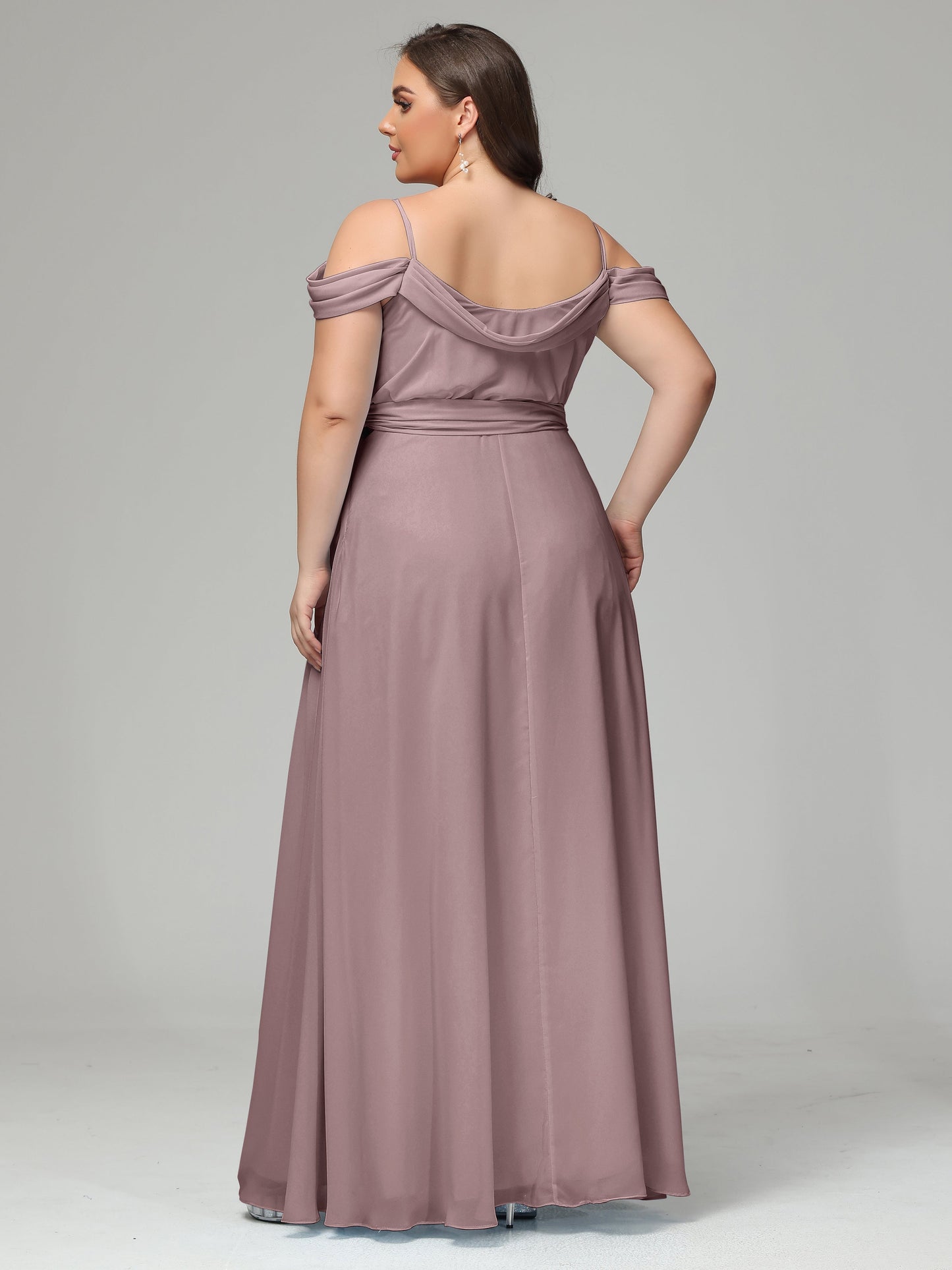 Off The Shoulder Plus Size Chiffon Long Bridesmaid Dresses