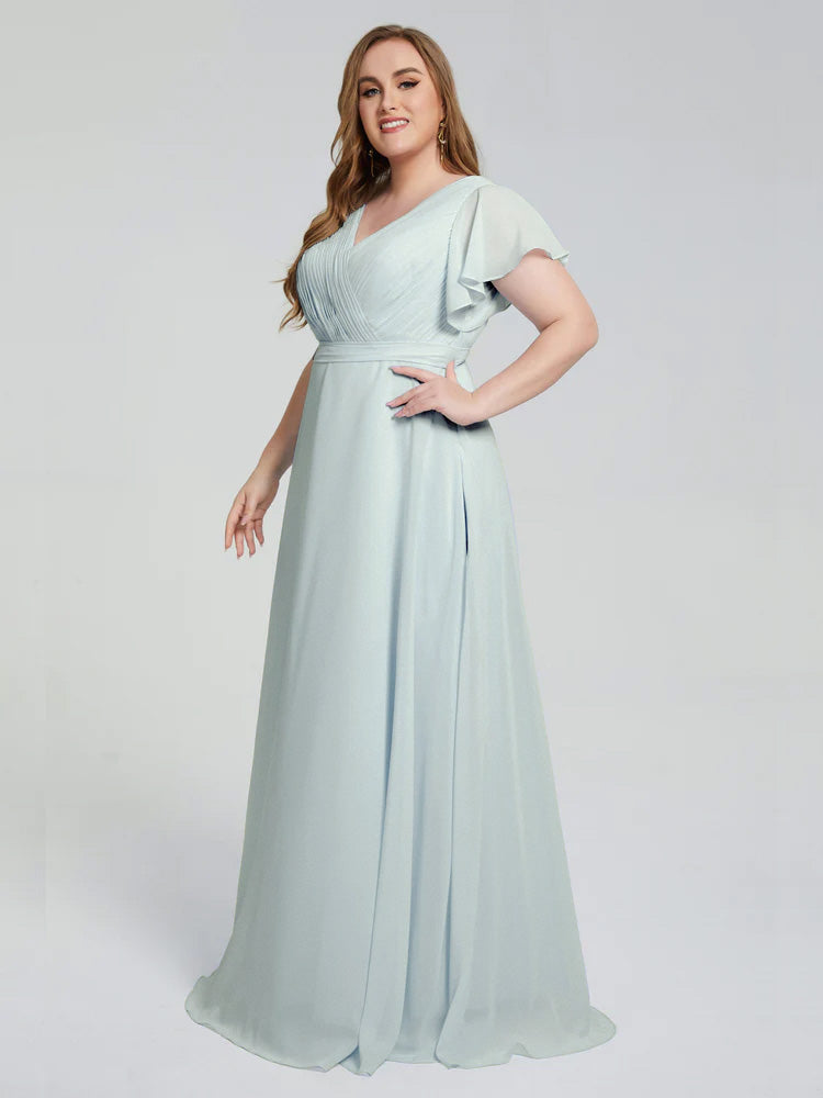 Plus Size Long Bridesmaid Dresses with Sleeves