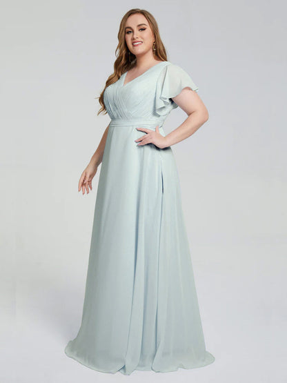 Plus Size Long Bridesmaid Dresses with Sleeves