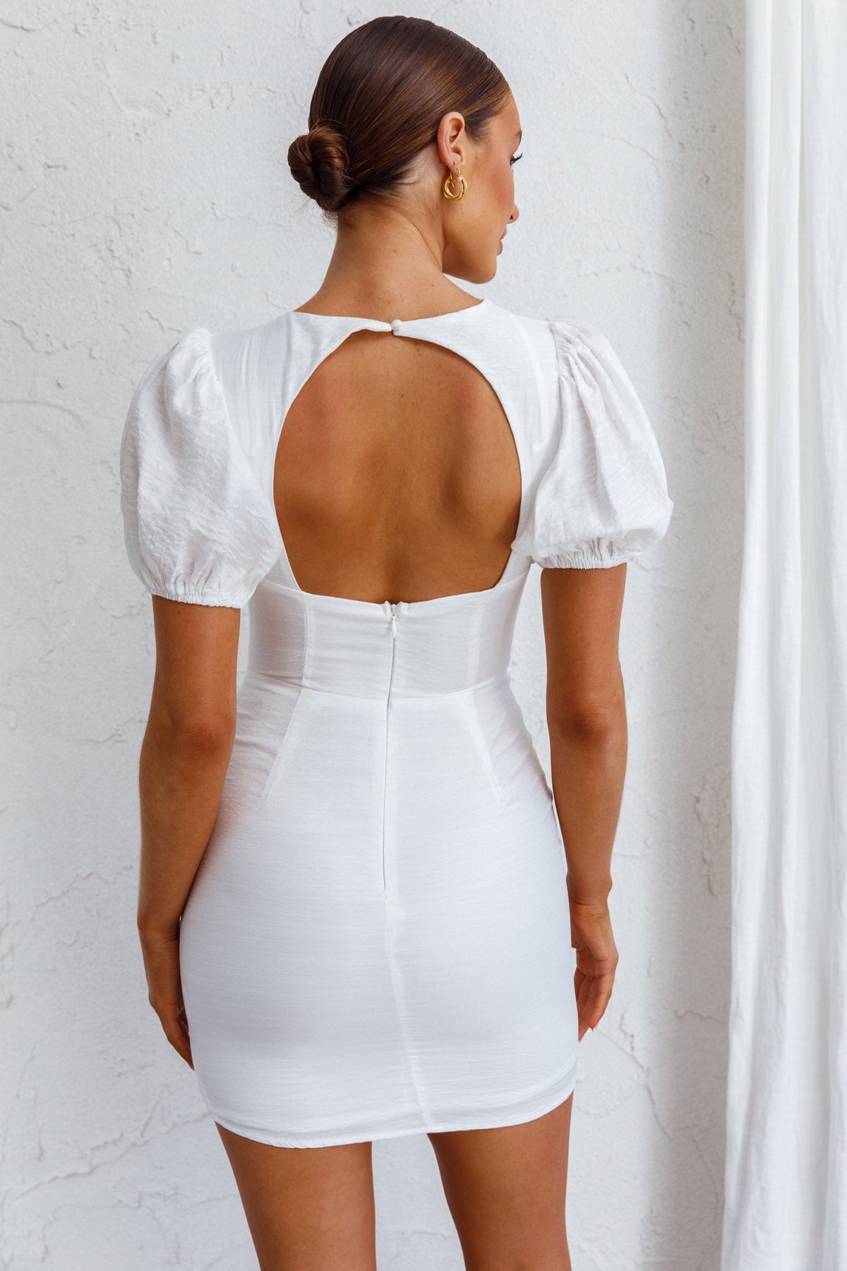 Aylina Scalloped Lace Mini Dress White