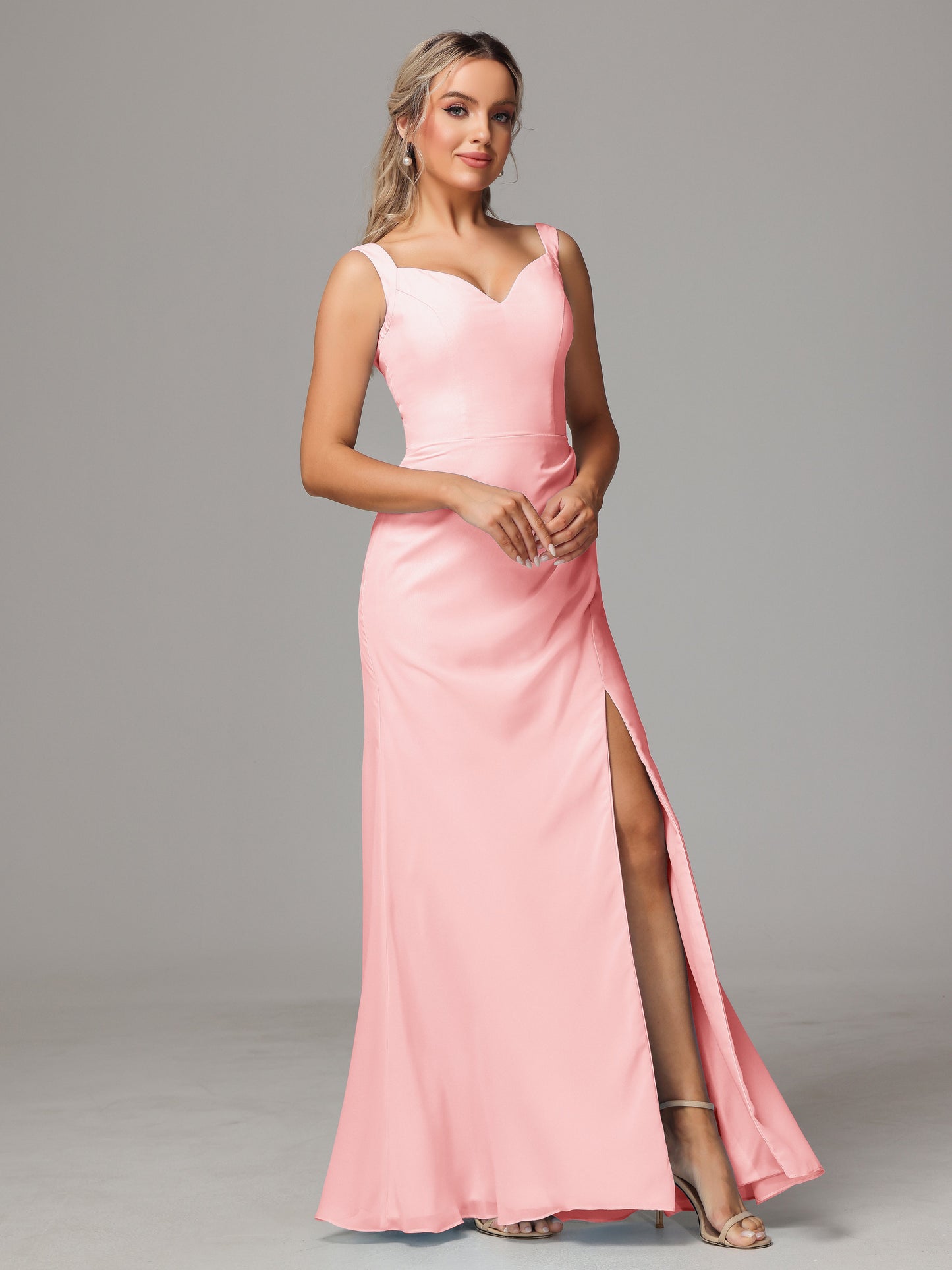 V Neck Sleeveless Chiffon Bridesmaid Dress With Slit