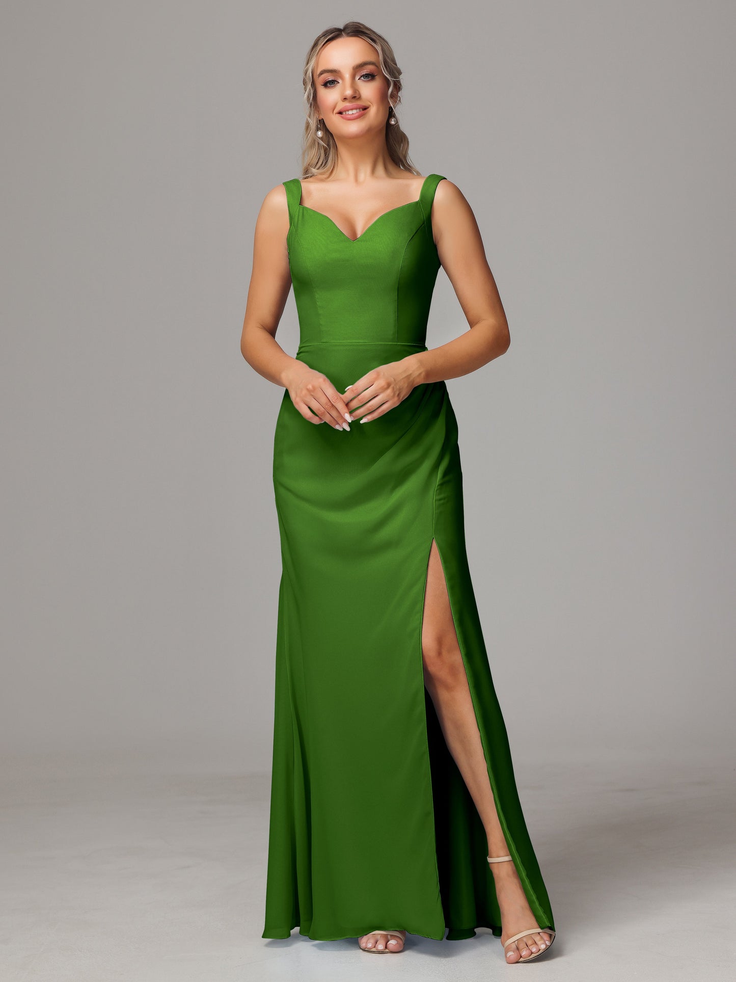 V Neck Sleeveless Chiffon Bridesmaid Dress With Slit