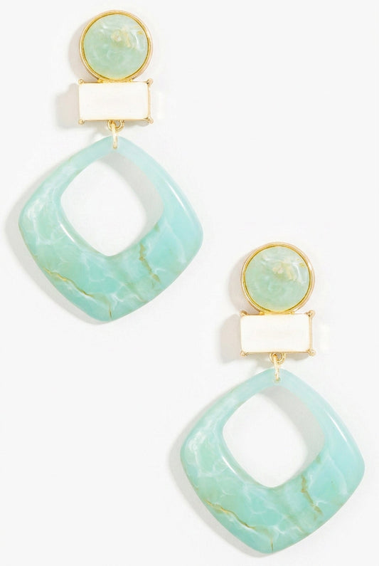 Granada Marble Resin Geometric Dangle Earrings