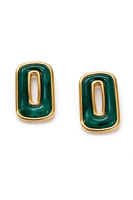 Belvedere Rectangle Marble Resin Stud Earrings