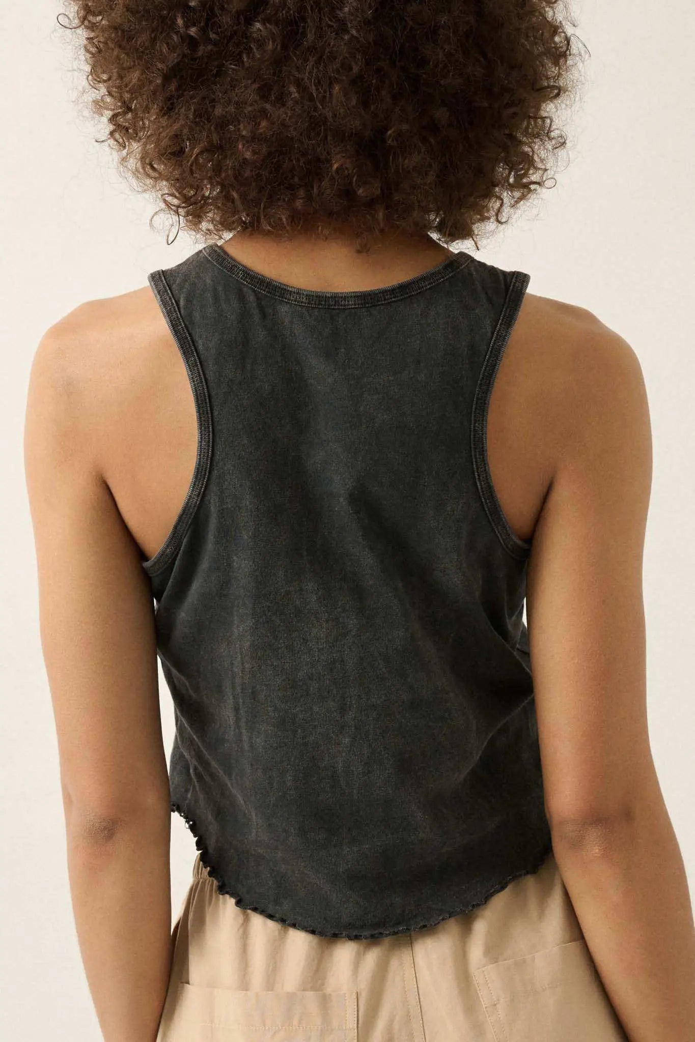 Real Talk Vintage-Wash Lettuce-Edge Tank Top