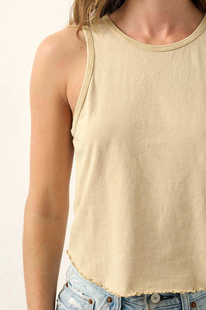 Real Talk Vintage-Wash Lettuce-Edge Tank Top