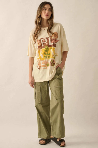 Planet Earth Vintage-Wash Distressed Graphic Tee