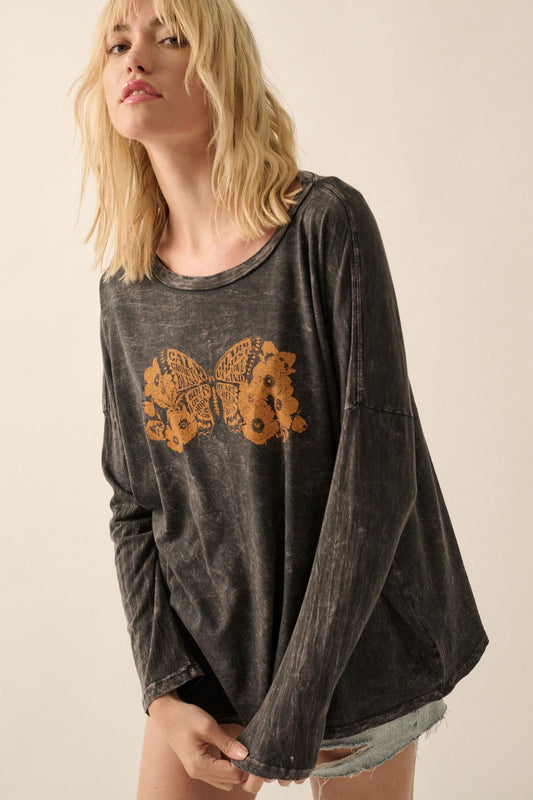 Butterfly Blessings Long-Sleeve Floral Graphic Tee
