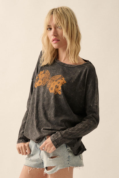 Butterfly Blessings Long-Sleeve Floral Graphic Tee