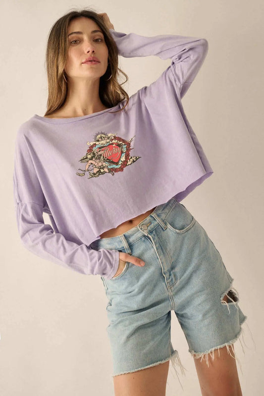 Love Always Cropped Long-Sleeve Graphic Tee