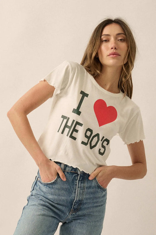 I Heart the 90's Cropped Graphic Baby Tee