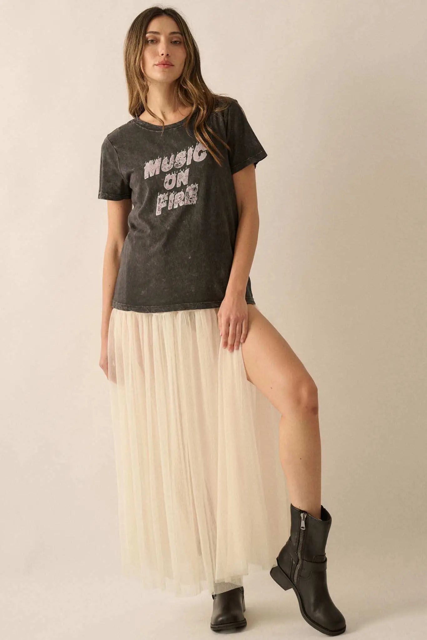 Music on Fire Vintage-Wash Graphic Tee
